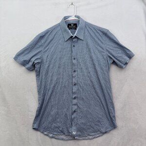 Butter Cloth Shirt Mens XL Blue Geometric Regular Fit Stretch Button Up